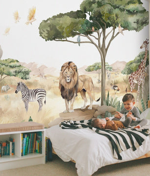 Papel para paredes Animales de safari nursery
