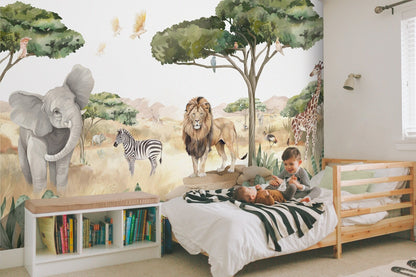 Papel para paredes Animales de safari nursery