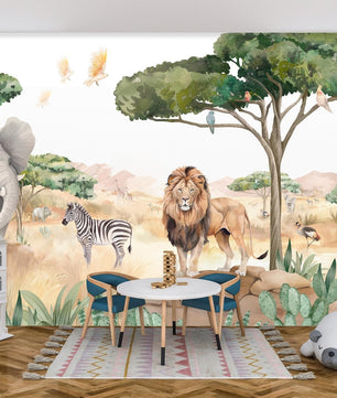 Papel para paredes Animales de safari nursery