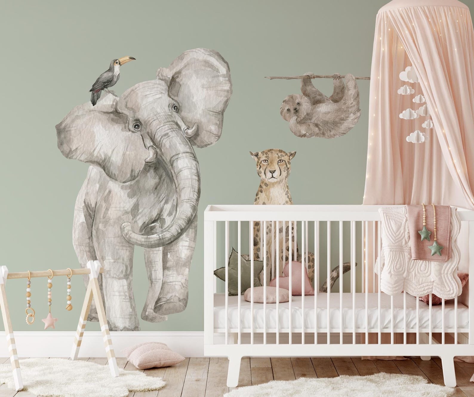 Vinilos decorativos Adhesivos infantiles de Pared Elefante en la selva