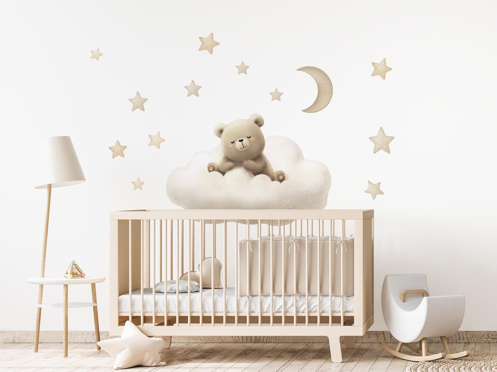 Vinilos decorativos Adhesivos infantiles de Pared de oso tierno en nube