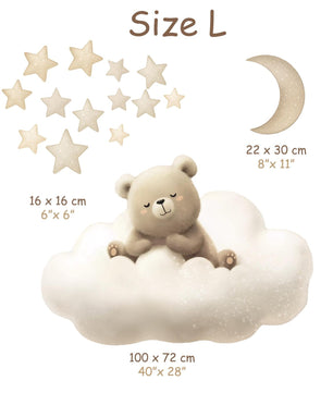 Vinilos decorativos Adhesivos infantiles de Pared de oso tierno en nube
