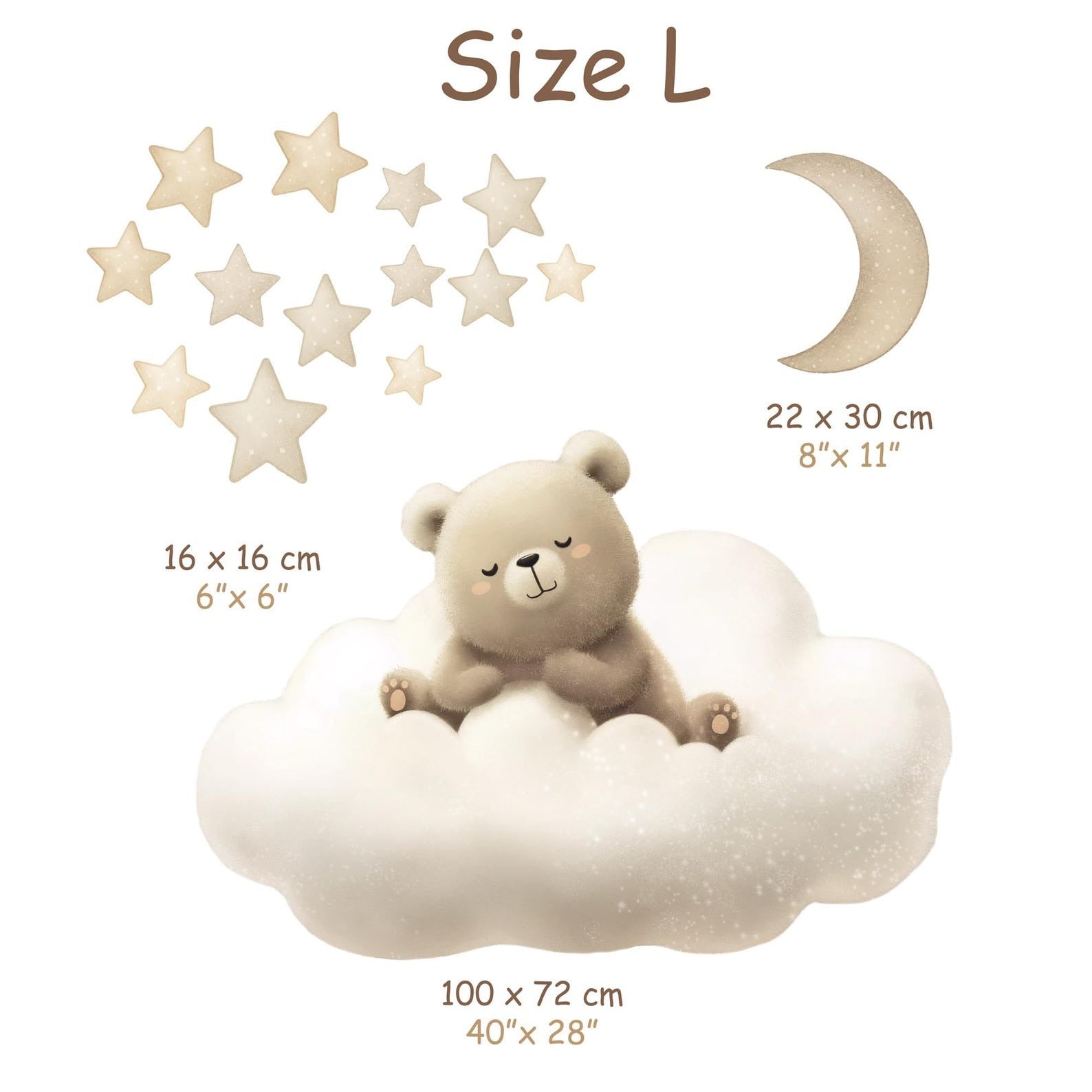 Vinilos decorativos Adhesivos infantiles de Pared de oso tierno en nube