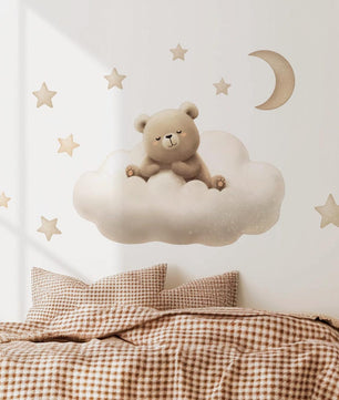 Vinilos decorativos Adhesivos infantiles de Pared de oso tierno en nube