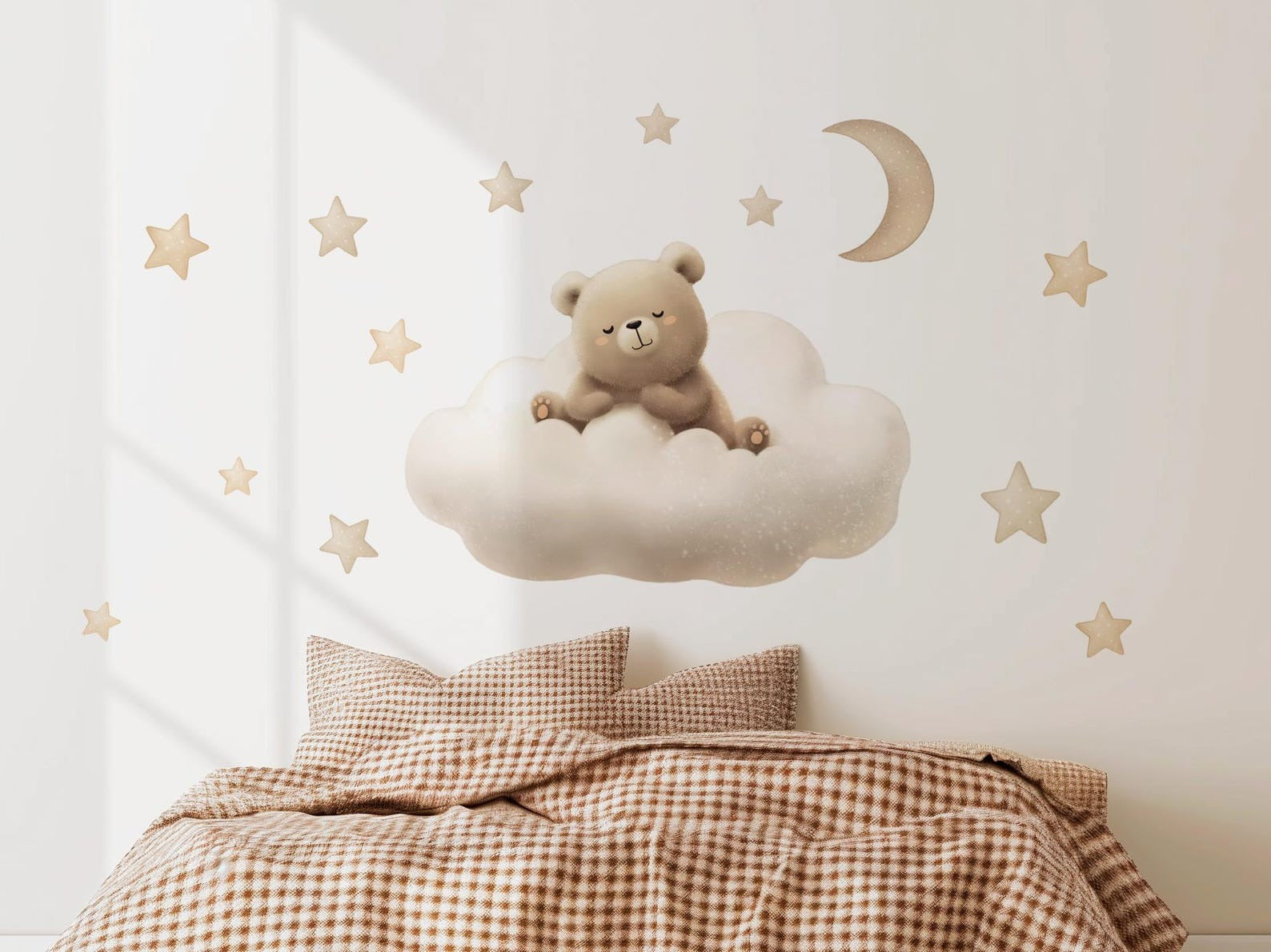 Vinilos decorativos Adhesivos infantiles de Pared de oso tierno en nube