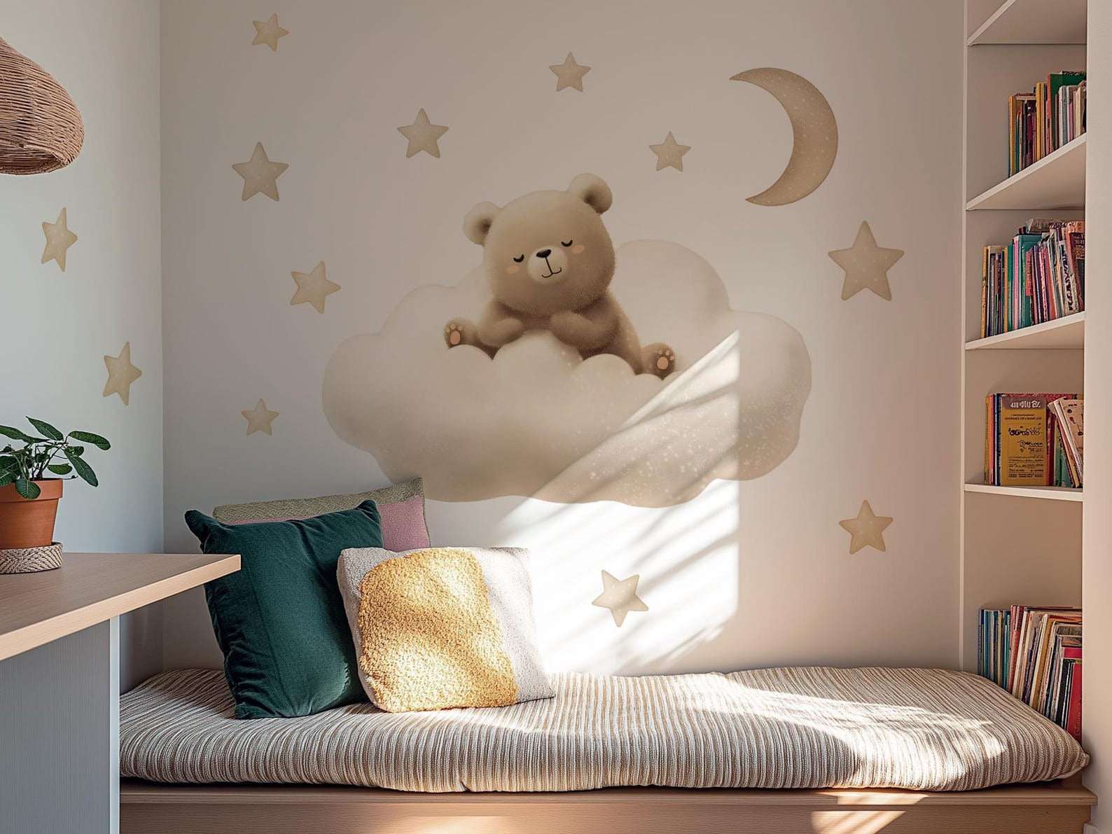 Vinilos decorativos Adhesivos infantiles de Pared de oso tierno en nube