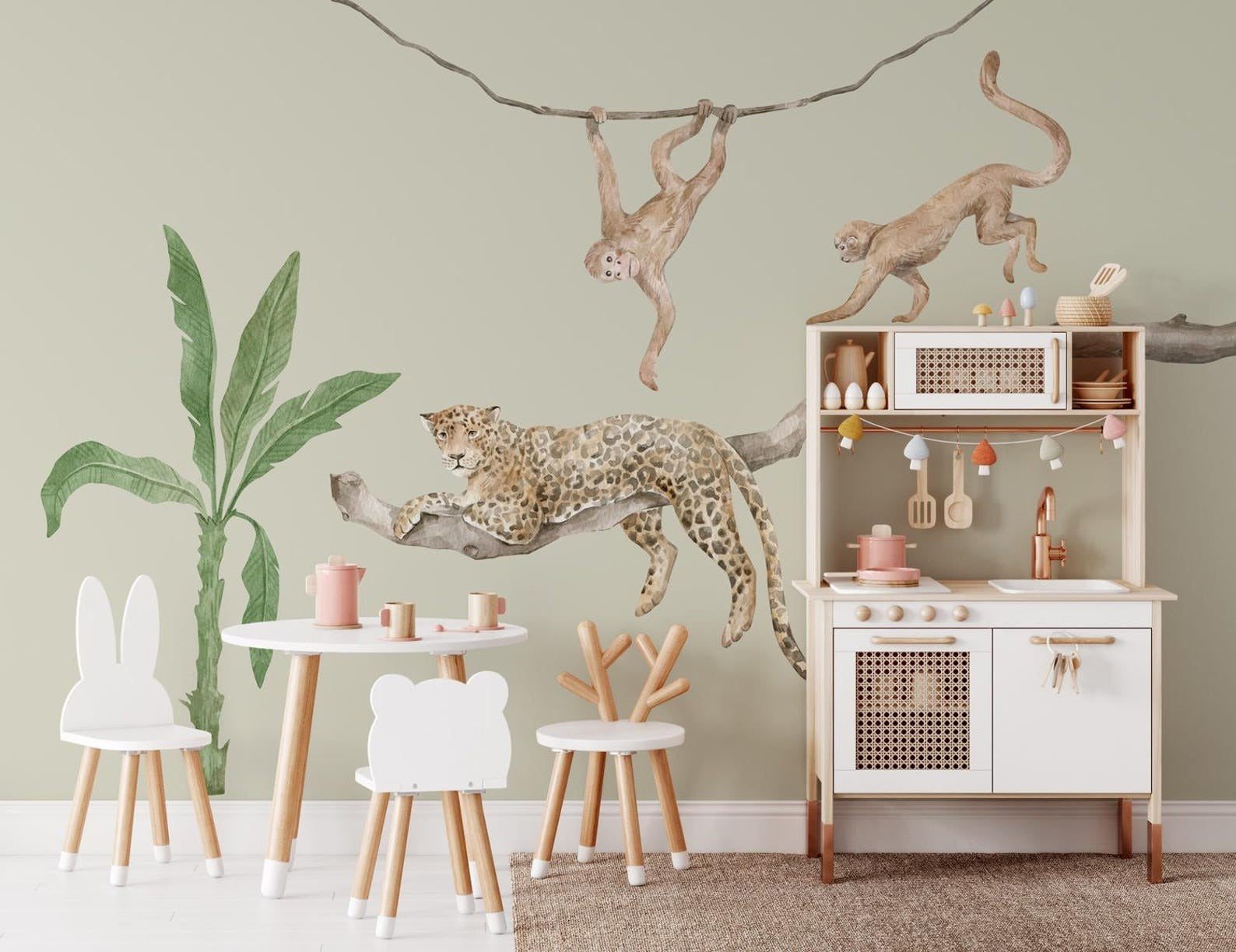 Vinilos decorativos Adhesivos infantiles de Pared Elefante en la selva