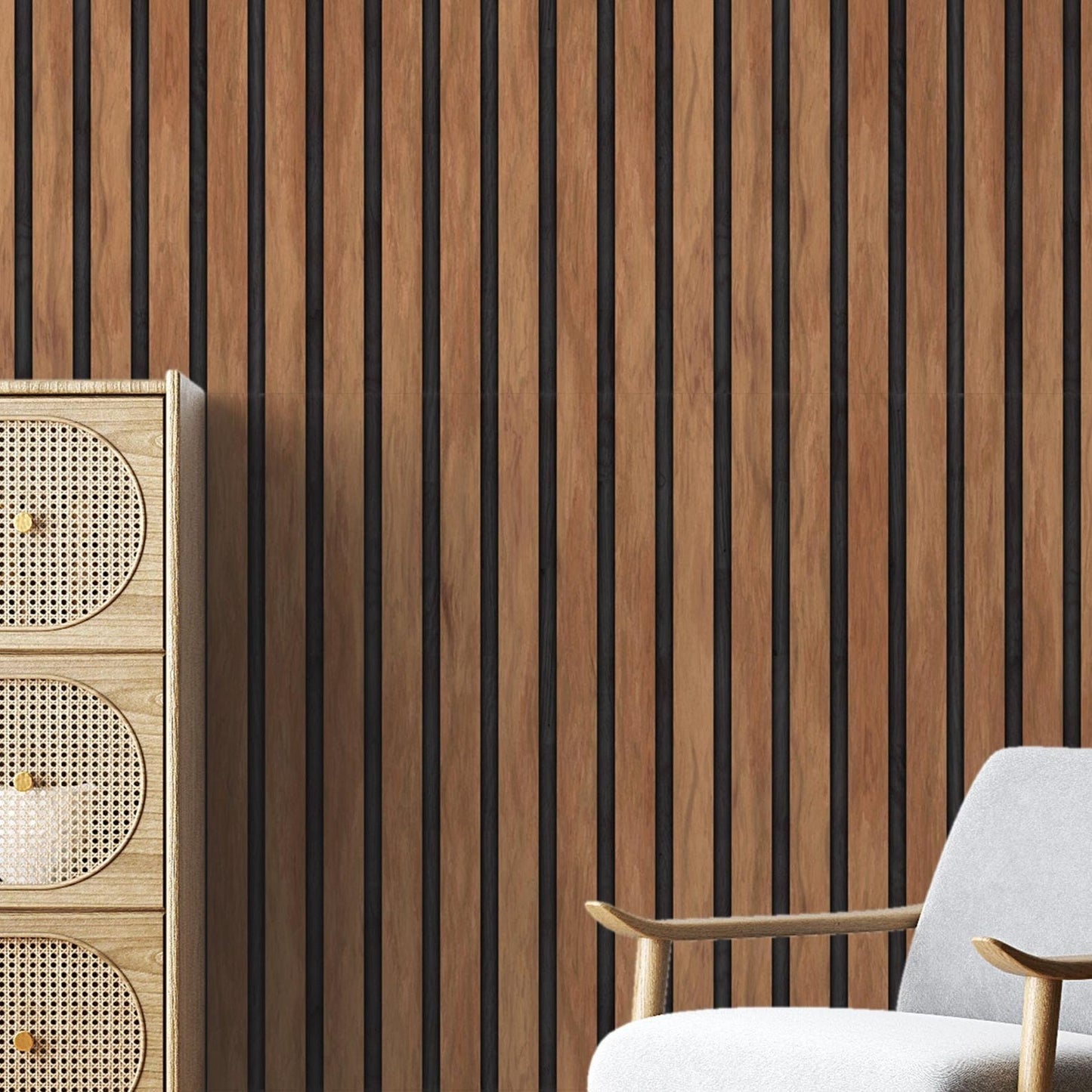 Papel para paredes Lineas madera marron