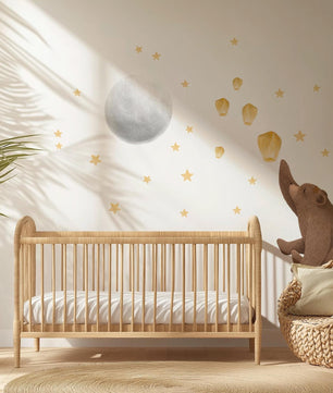 Vinilos decorativos Adhesivos infantiles de Pared de oso, luna, globo deseos y estrellas