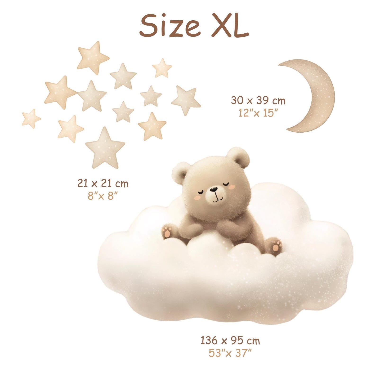 Vinilos decorativos Adhesivos infantiles de Pared de oso tierno en nube