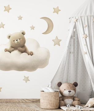 Vinilos decorativos Adhesivos infantiles de Pared de oso tierno en nube