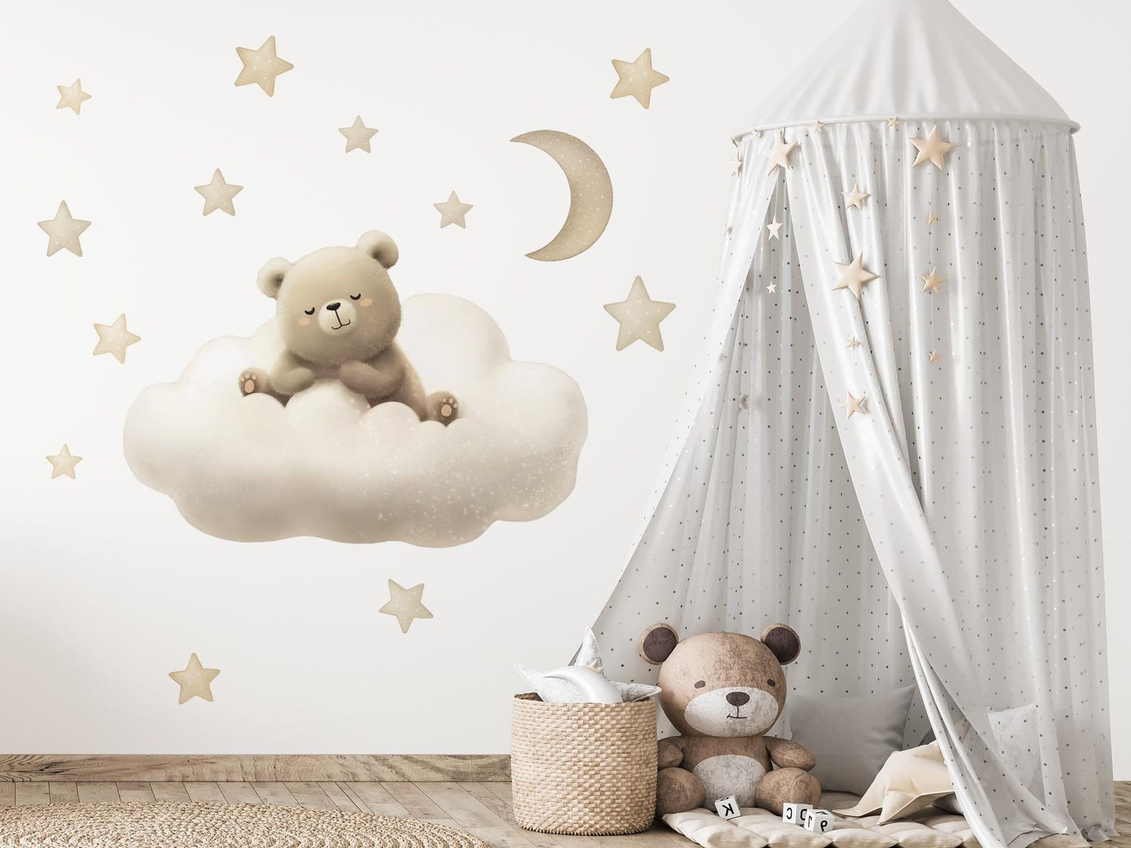 Vinilos decorativos Adhesivos infantiles de Pared de oso tierno en nube