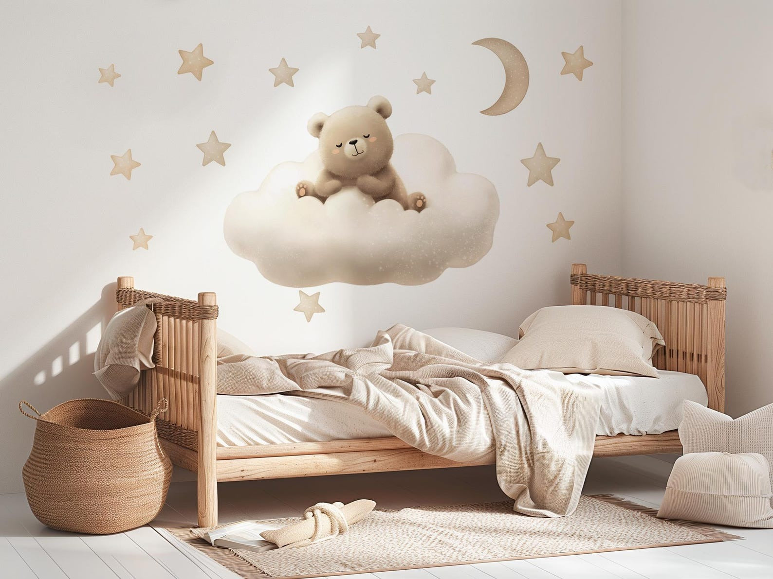 Vinilos decorativos Adhesivos infantiles de Pared de oso tierno en nube