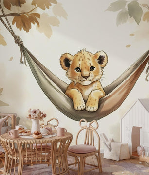 Papel para paredes Rey leon en hamaca acuarela