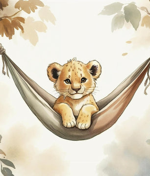 Papel para paredes Rey leon en hamaca acuarela
