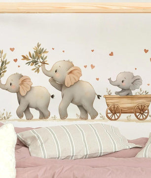 Vinilos decorativos Adhesivos infantiles de Pared Fila de Elefantes