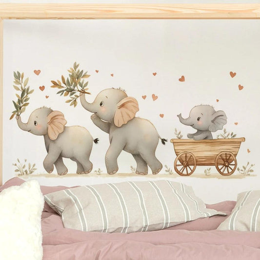 Vinilos decorativos Adhesivos infantiles de Pared Fila de Elefantes