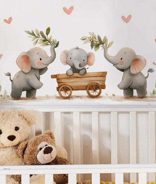 Vinilos decorativos Adhesivos infantiles de Pared Fila de Elefantes