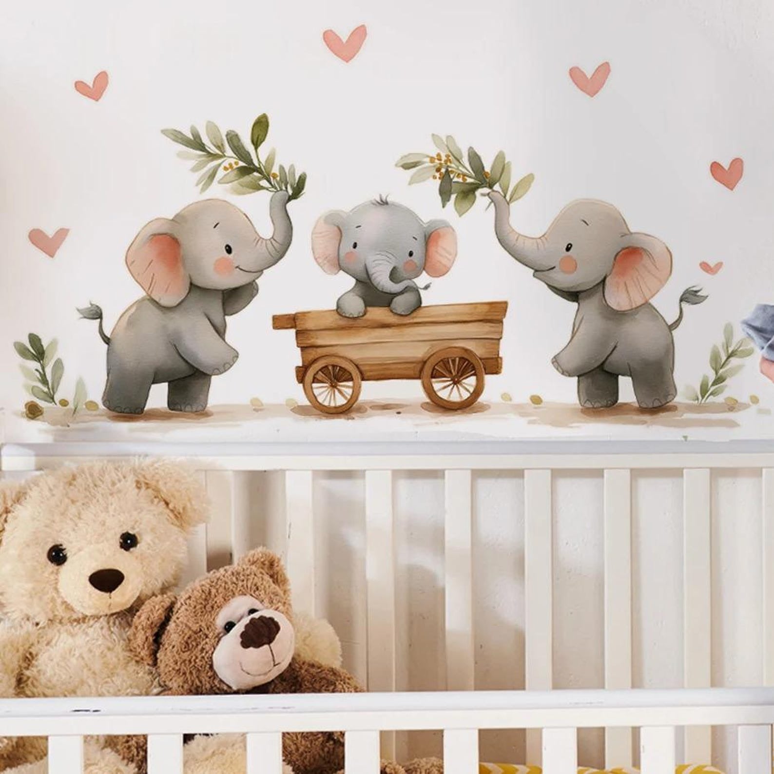 Vinilos decorativos Adhesivos infantiles de Pared Fila de Elefantes
