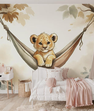 Papel para paredes Rey leon en hamaca acuarela