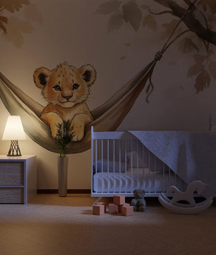 Papel para paredes Rey leon en hamaca acuarela