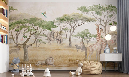 Papel para paredes animales safari