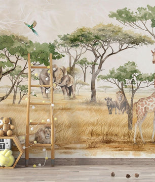 Papel para paredes animales safari