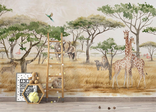 Papel para paredes animales safari