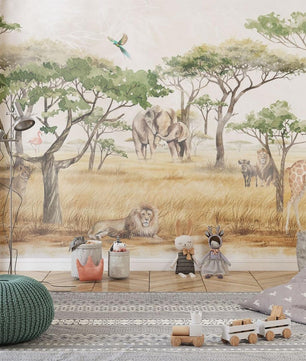 Papel para paredes animales safari