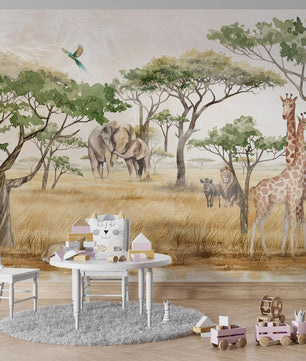 Papel para paredes animales safari