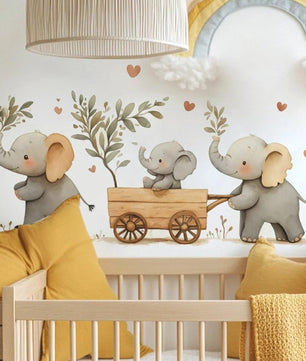 Vinilos decorativos Adhesivos infantiles de Pared Fila de Elefantes