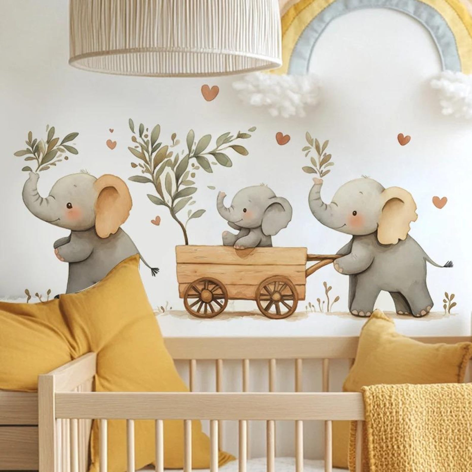 Vinilos decorativos Adhesivos infantiles de Pared Fila de Elefantes