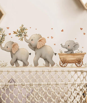 Vinilos decorativos Adhesivos infantiles de Pared Fila de Elefantes