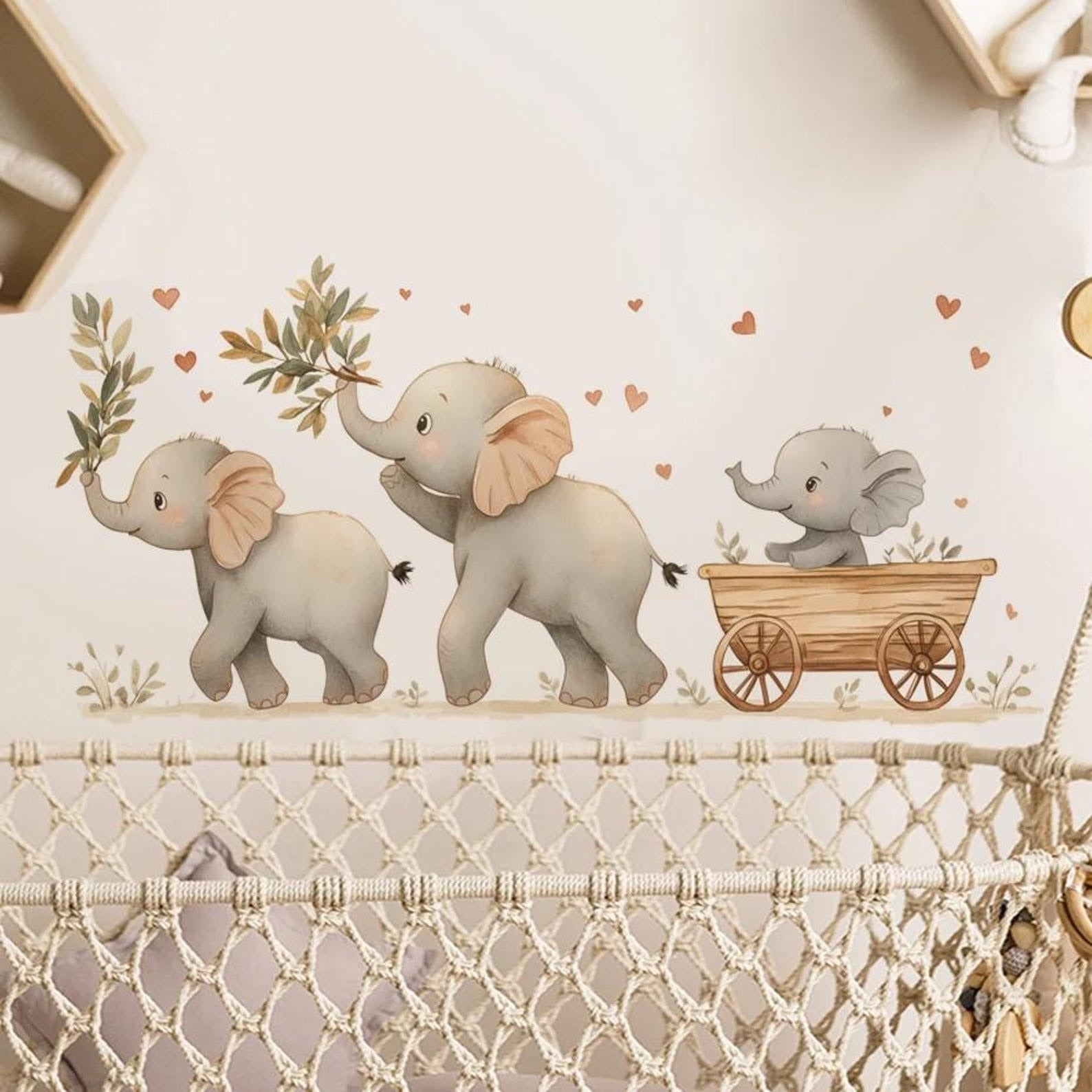 Vinilos decorativos Adhesivos infantiles de Pared Fila de Elefantes