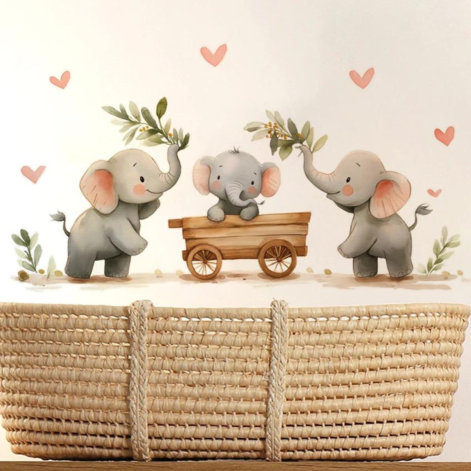 Vinilos decorativos Adhesivos infantiles de Pared Fila de Elefantes