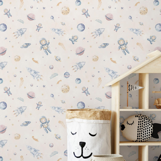 Papel para paredes Mosaico astronauta infantil