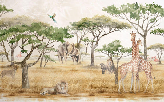 Papel para paredes animales safari