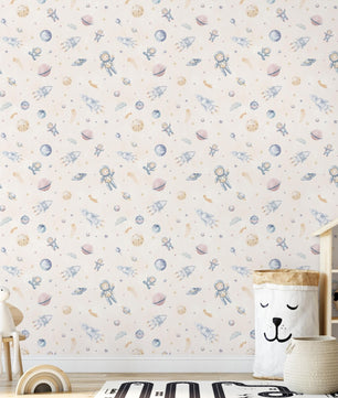 Papel para paredes Mosaico astronauta infantil