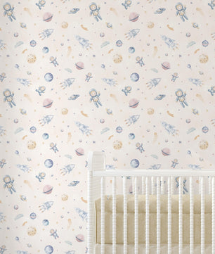 Papel para paredes Mosaico astronauta infantil