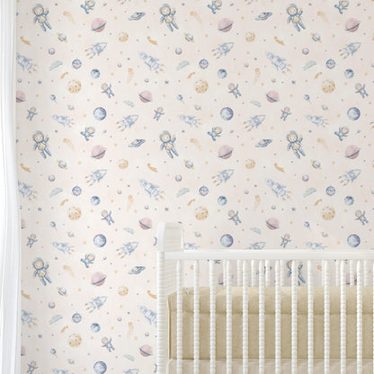 Papel para paredes Mosaico astronauta infantil