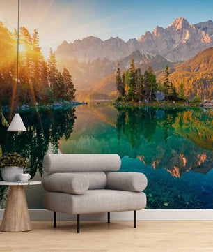 Papel para paredes Paisajes 3 lago del bosque