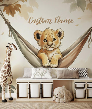 Papel para paredes Rey leon en hamaca acuarela