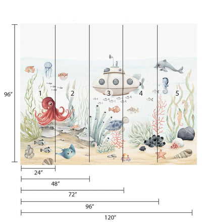 Papel para paredes Fondo marino acuarela