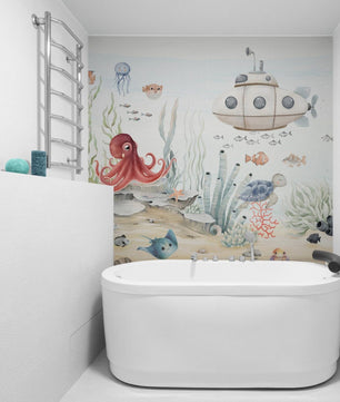 Papel para paredes Fondo marino acuarela