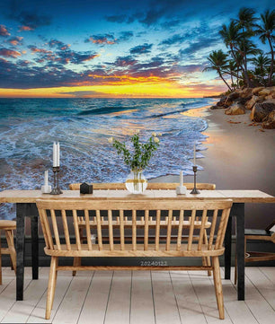 Papel para paredes Paisajes 7 playa con palmeras