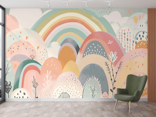 Papel para paredes Montañas de Arcoiris