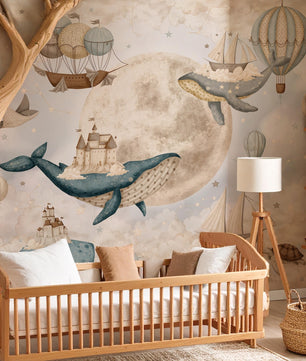 Papel para paredes ballenas voladoras