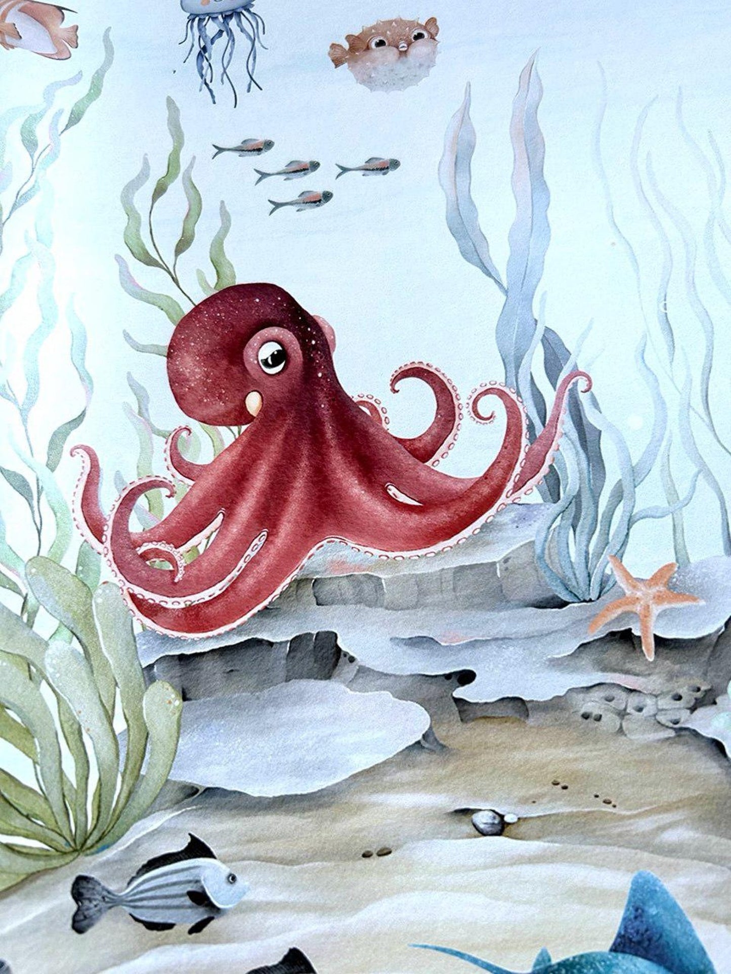 Papel para paredes Fondo marino acuarela