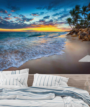 Papel para paredes Paisajes 7 playa con palmeras