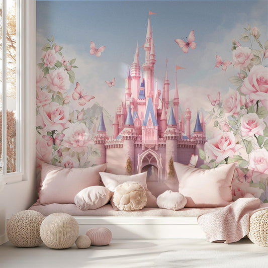 Papel para paredes Castillo con flores